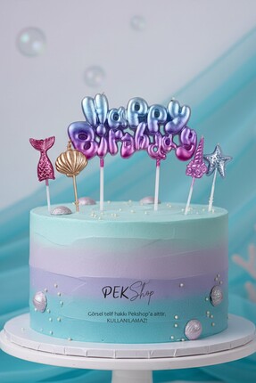 PEKSHOP Deniz Kızı Tema Happy Birthday Mum Seti 5li Deniz Kızı Tema Doğum Gün...