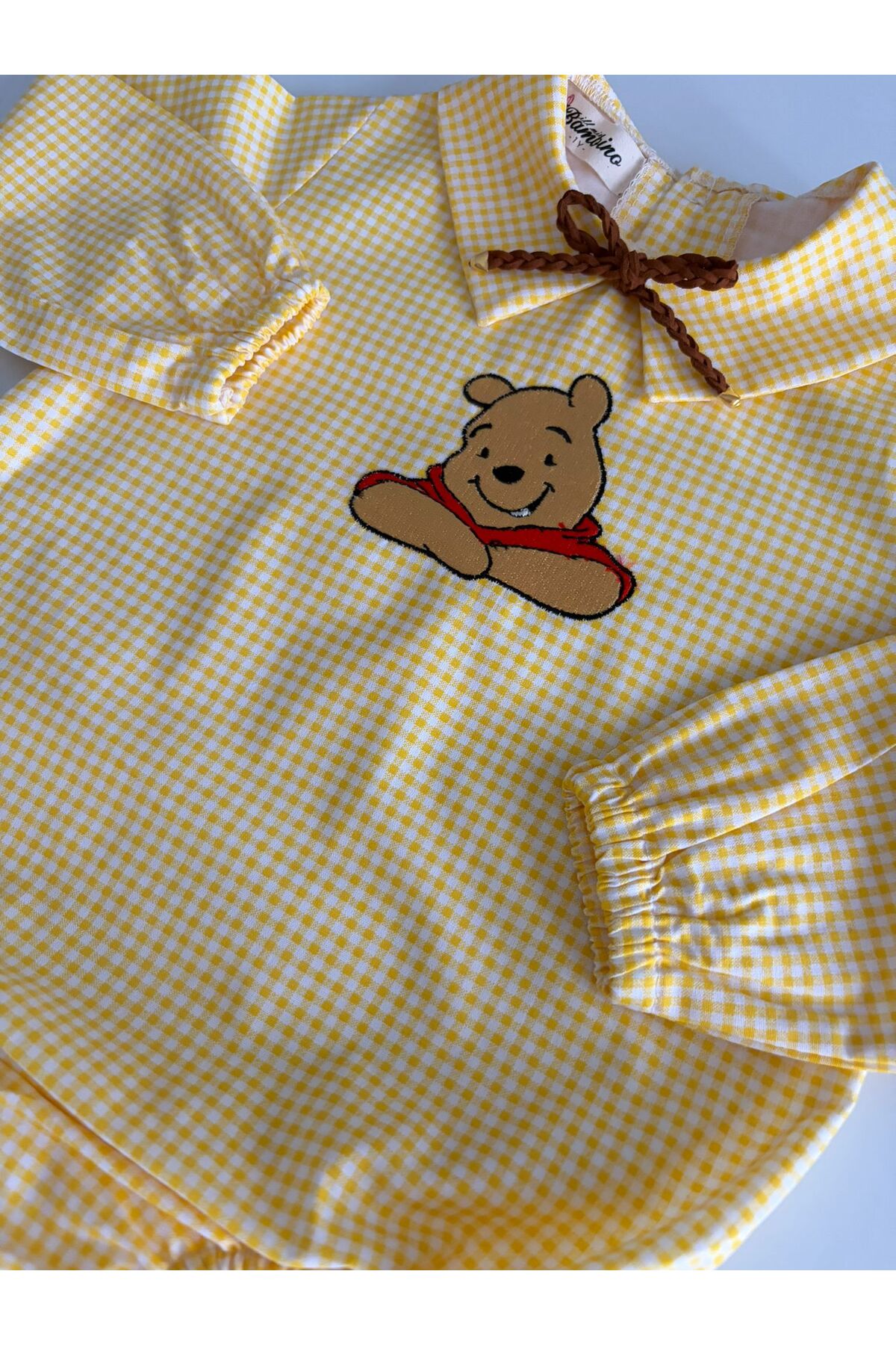 il mio bambino El Yapımı %100 Pamuk Erkek Bebek Winnie The Pooh Nakışlı Gömlek - Uzun Kollu fotoğrafı 3 (önizleme)