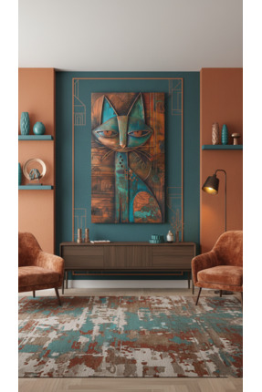 YTD ART DESİGN Mısır Kedisi Temalı Tablo Kanvas Dikey Tasarım