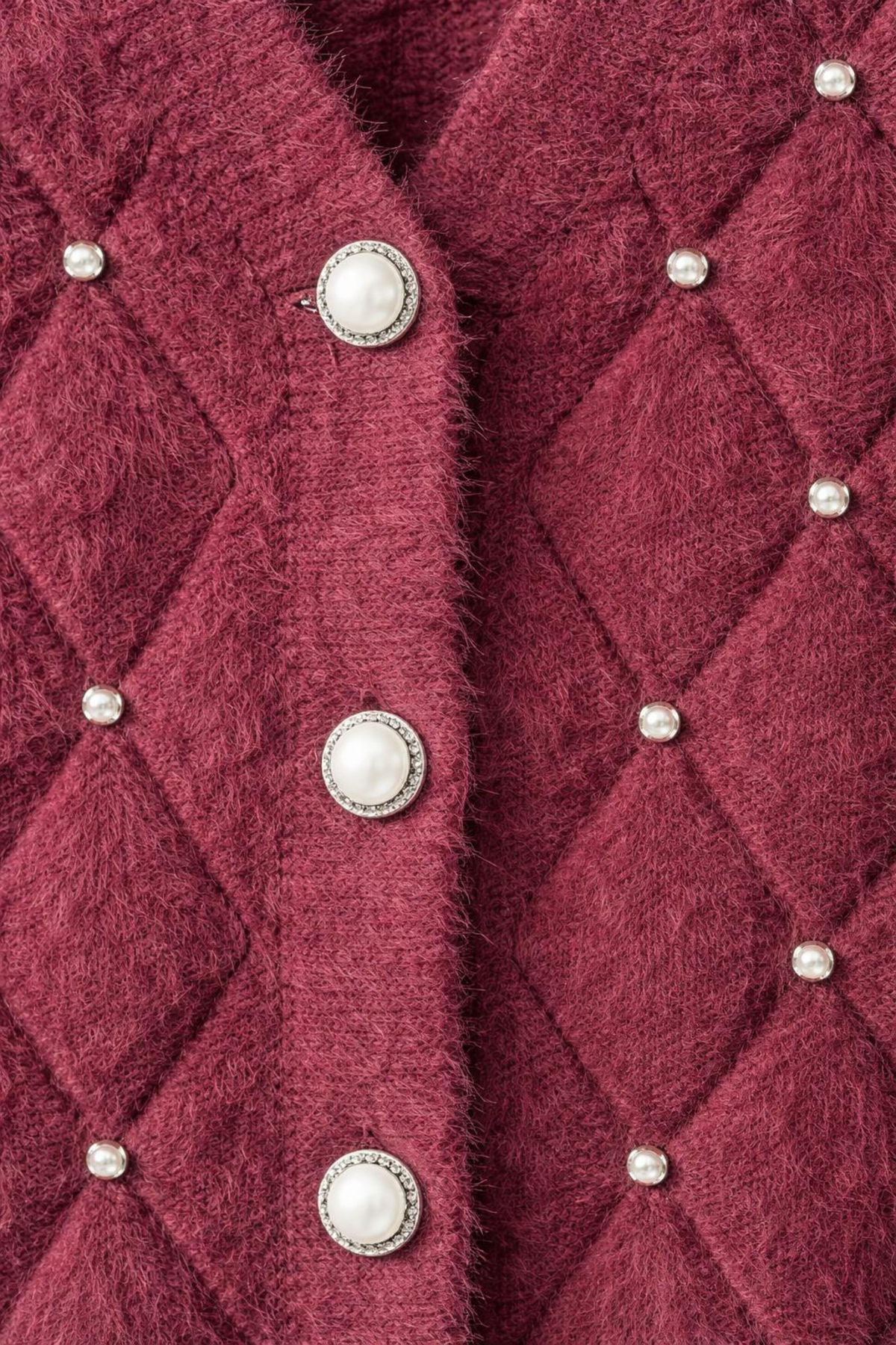 tiriTEK TRİKO  TRİKO Taşlı Yumoş Triko Hırka / Bordo - Görsel 4