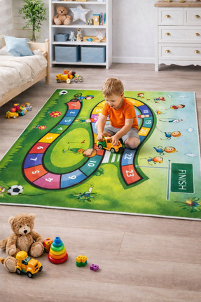 Dormot Modern Popüler Kaymaz Taban Çocuk Oyun Halısı – Sayı ve Oyun Parkuru D...