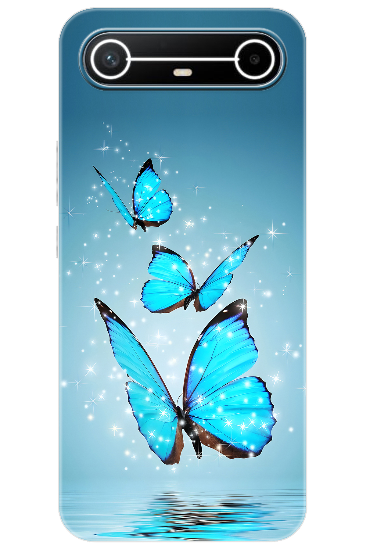 Tecno Spark Slim 5G (KM9) Compatible Case Pattern Printed Silicone Blue Butterfly NGO:710 CP-hwfp8Fa