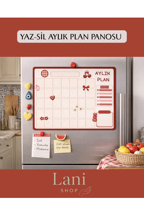 Lani Shop Aylık Planlayıcı A4 – Yaz Sil Buzdolabı Planı | Mutfak Tipi Manyeti...
