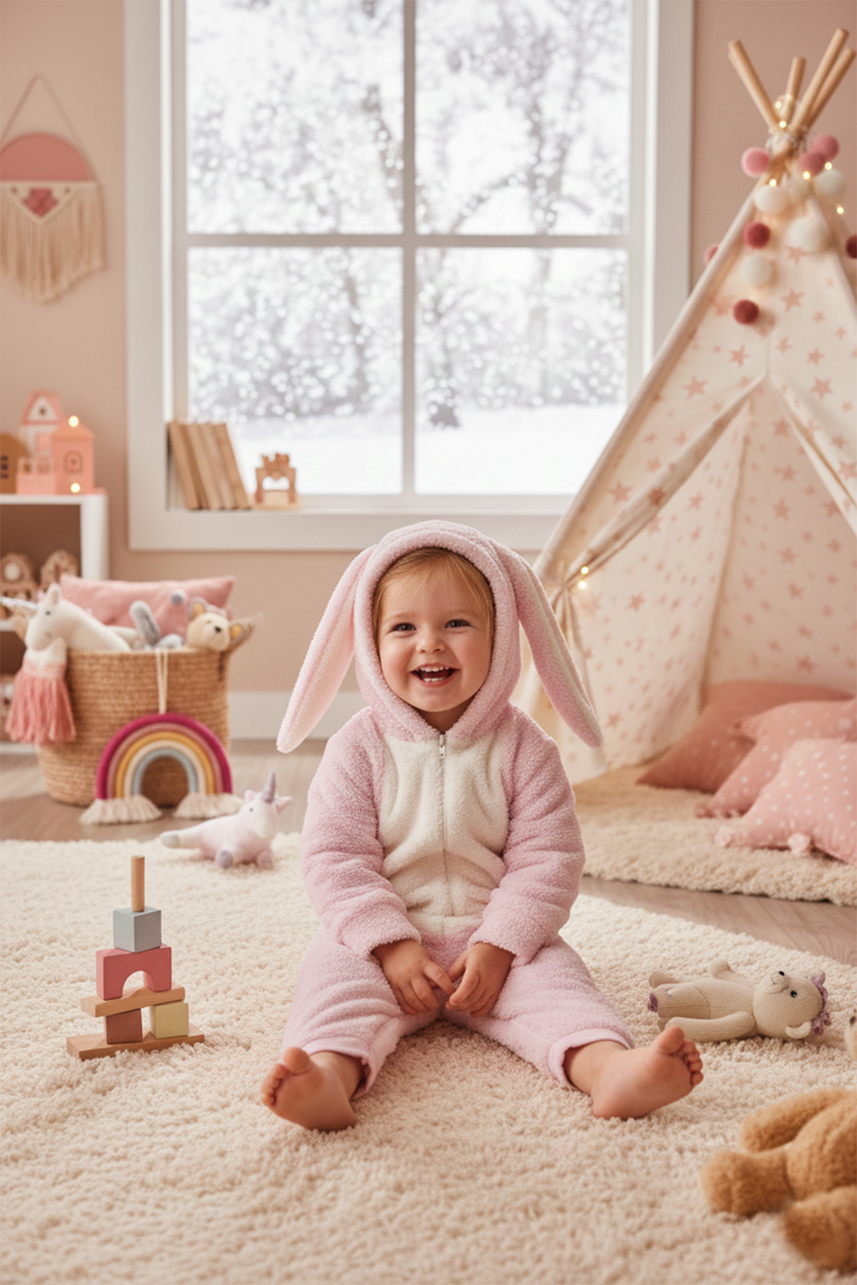 MAHFEL Welsoft Pembe Desenli Kışlık Peluş Uyku Tulumu 1–6 Yaş fotoğrafı 2 (önizleme)