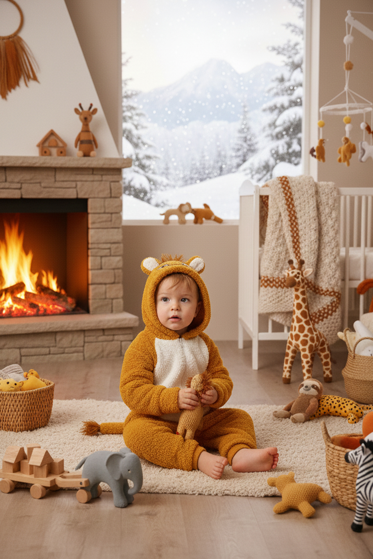 MAHFEL Welsoft Aslan Desenli Kışlık Peluş Uyku Tulumu 1–6 Yaş fotoğrafı 2 (önizleme)