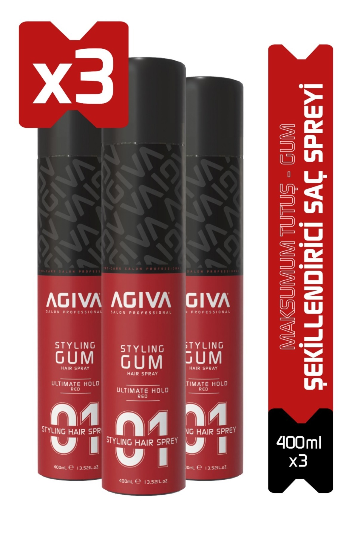 agıva Saç Spreyi Gum 400 ML Ultimate Hold-3 LÜ SET — 001-SET-010