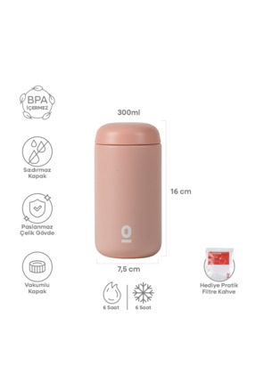 Espressolab Pembe Paslanmaz Çelik Mini Mug Termos 300 ml | No:116