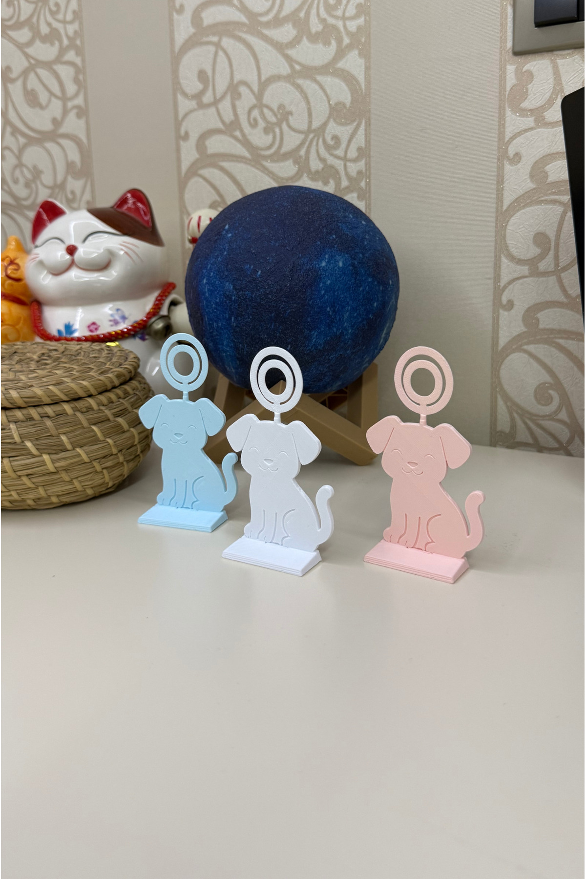 hobier 3 Adet Köpek Figürlü Beyaz, Mavi, Pembe Fotoğraf Tutucu Seti Bebek & Hatıra Fotoğraf Standı fotoğrafı 6 (önizleme)