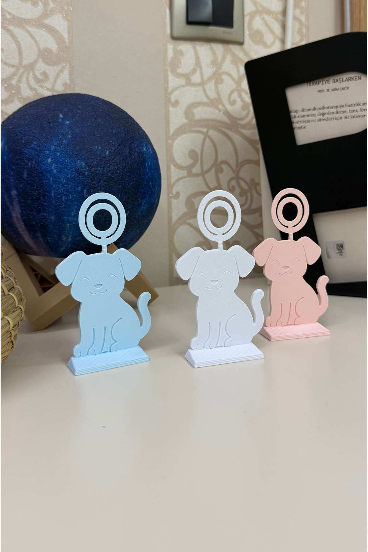 hobier 3 Adet Köpek Figürlü Beyaz, Mavi, Pembe Fotoğraf Tutucu Seti Bebek & Hatıra Fotoğraf Standı fotoğrafı 5 (önizleme)