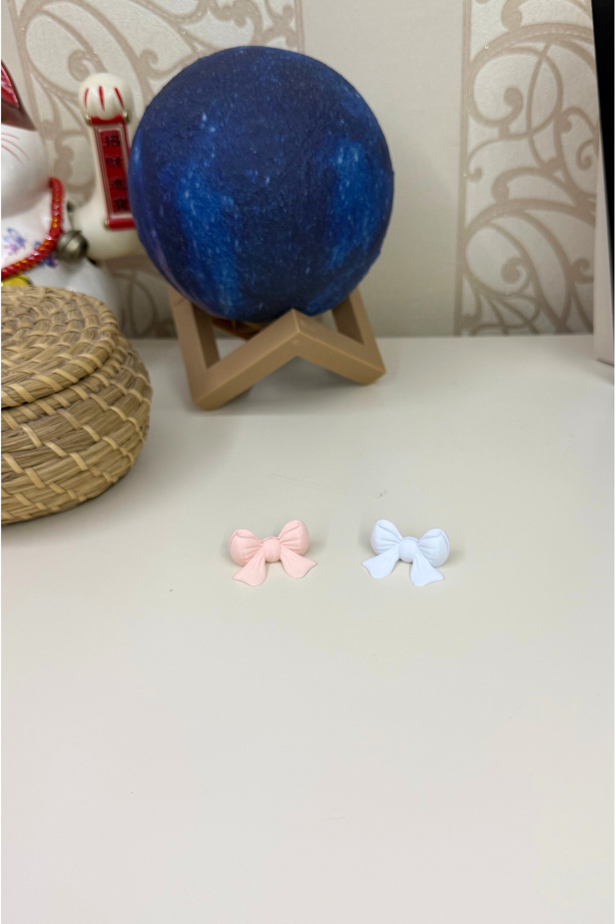 hobier 2 Adet Pastel Pembe, Beyaz Kurdele Tasarımlı Fotoğraf Tutucu, Hatıra, Anı, Çocuk, Bebek Odası fotoğrafı 6 (önizleme)