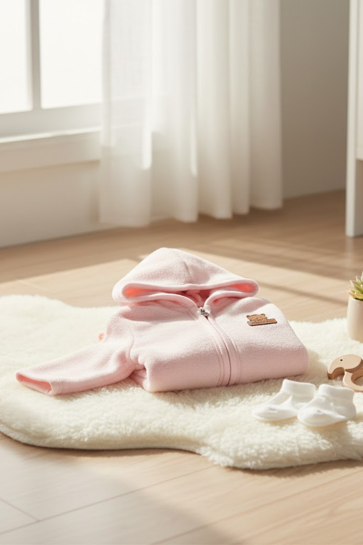 BABYİLAY Kapüşonlu Fermuarlı Bebek Polar Ceket – Yumuşak, Sıcak ve Rahat Kışlık Bebek Montu fotoğrafı 3 (önizleme)