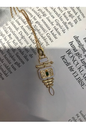 Çelik beyaz mineli şık kolye