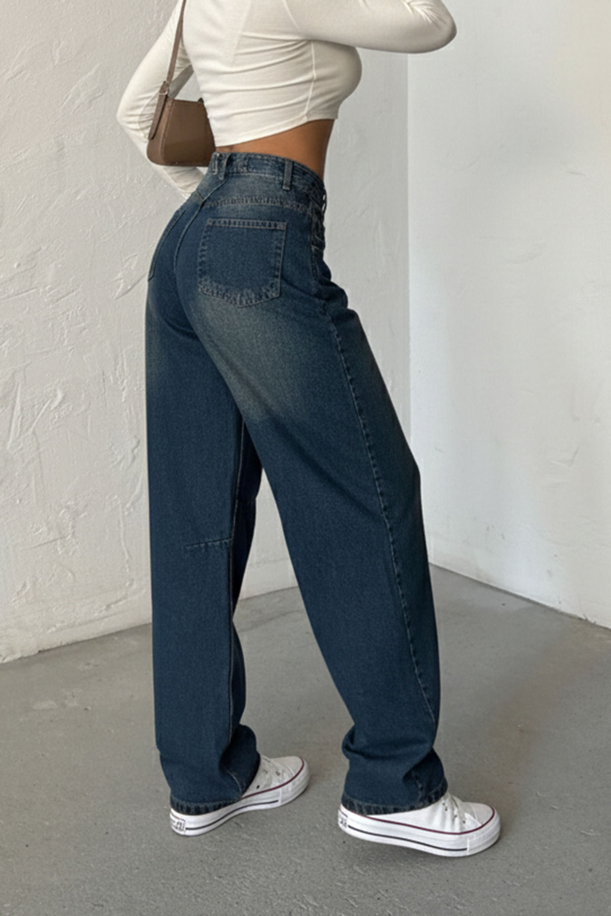 BLUE MARLIN  TİNTLİ ARKA KEMER TOKALI BOL PAÇA BAGGY - Görsel 2