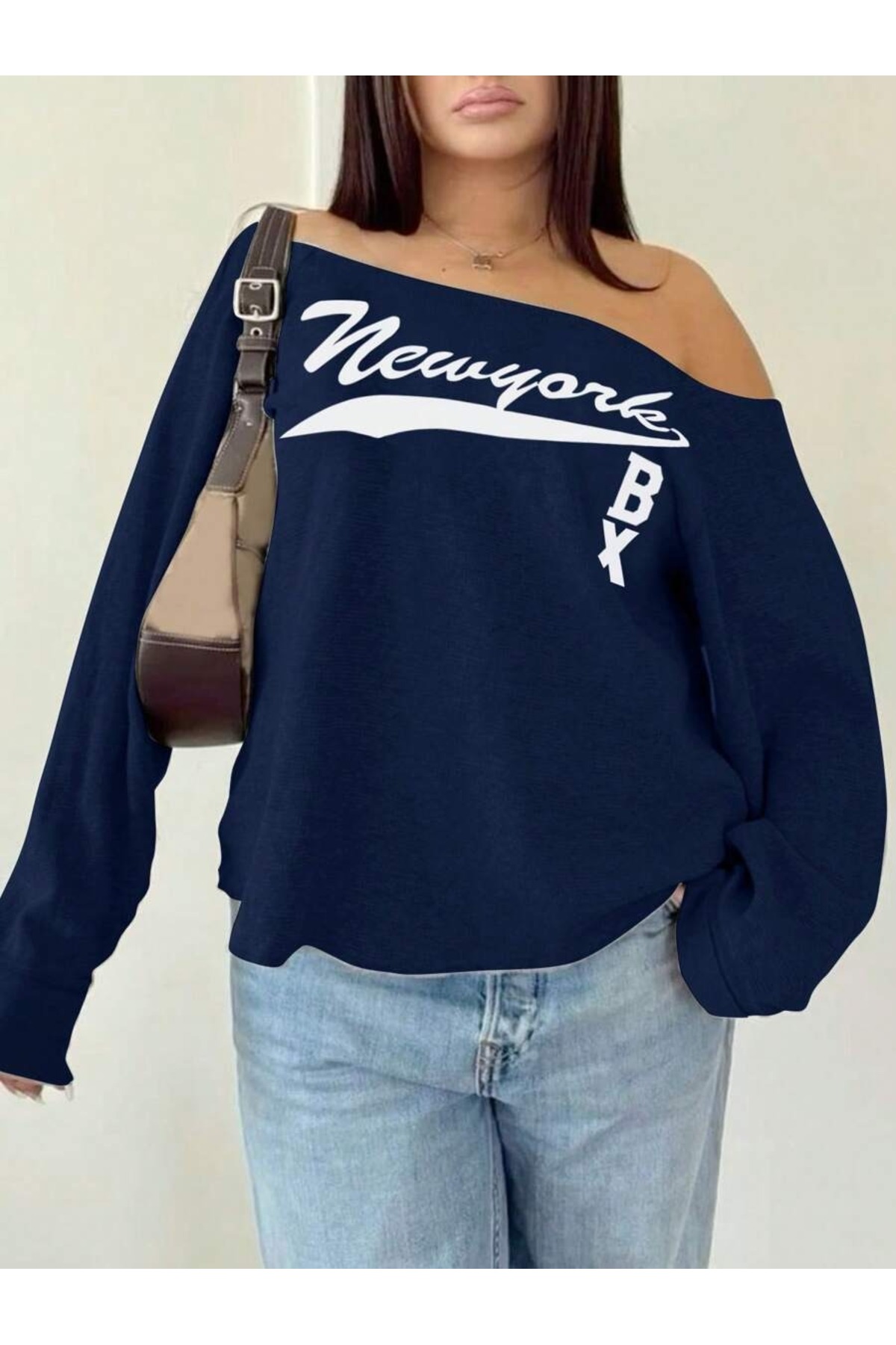 Women's Newyork Bx Printed Boat Neck Oversize Sweatshirt