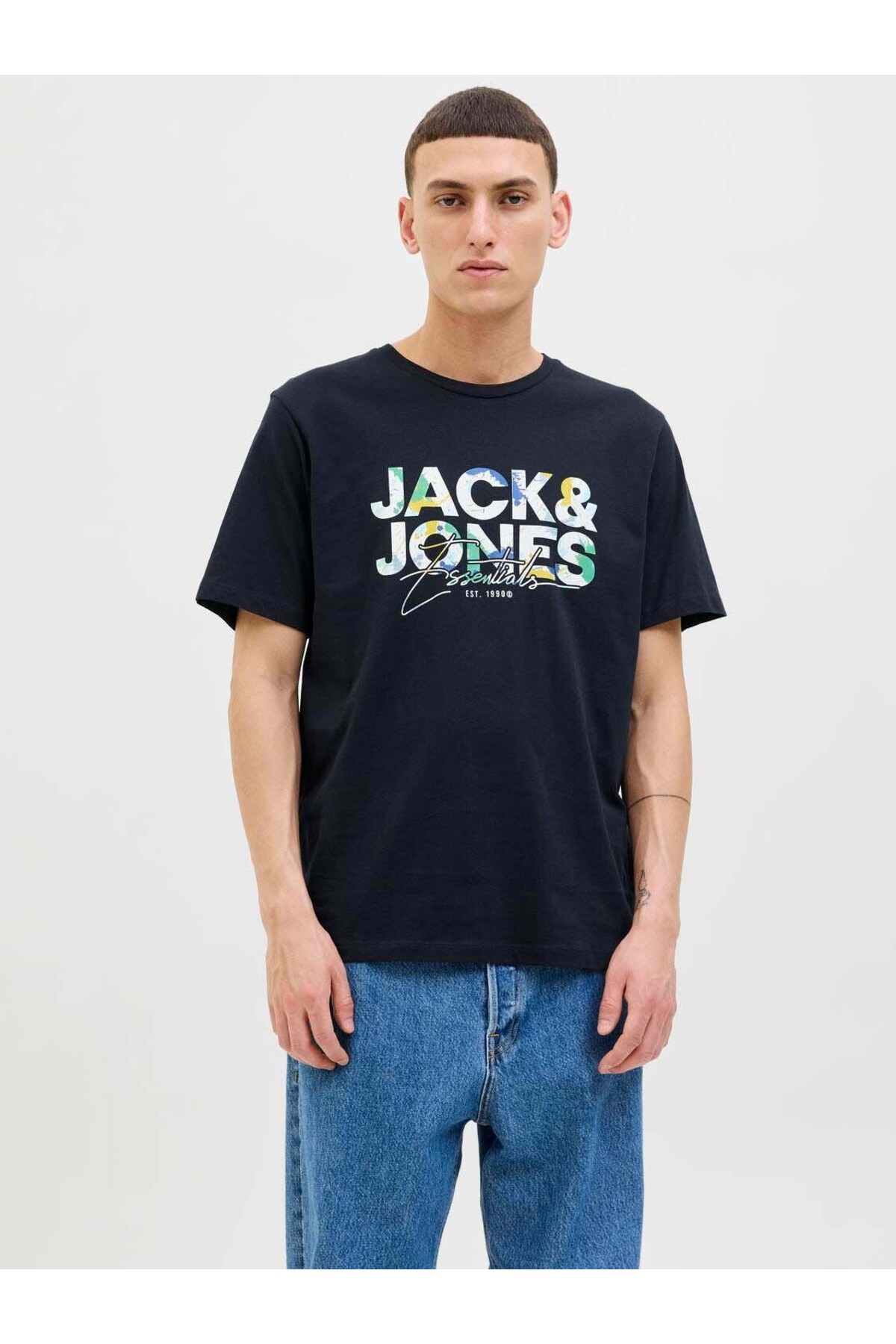 تی شرت مردانه Jjgeplas مدل SS Crew Neck Long Black کد 12278523 جک اند جونز تی شرت Jack & Jones