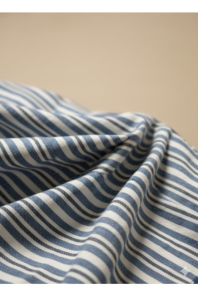 Şadoğlu Tekstil Mavi Beyaz Çizgili Likralı (Esnek) Kumaş