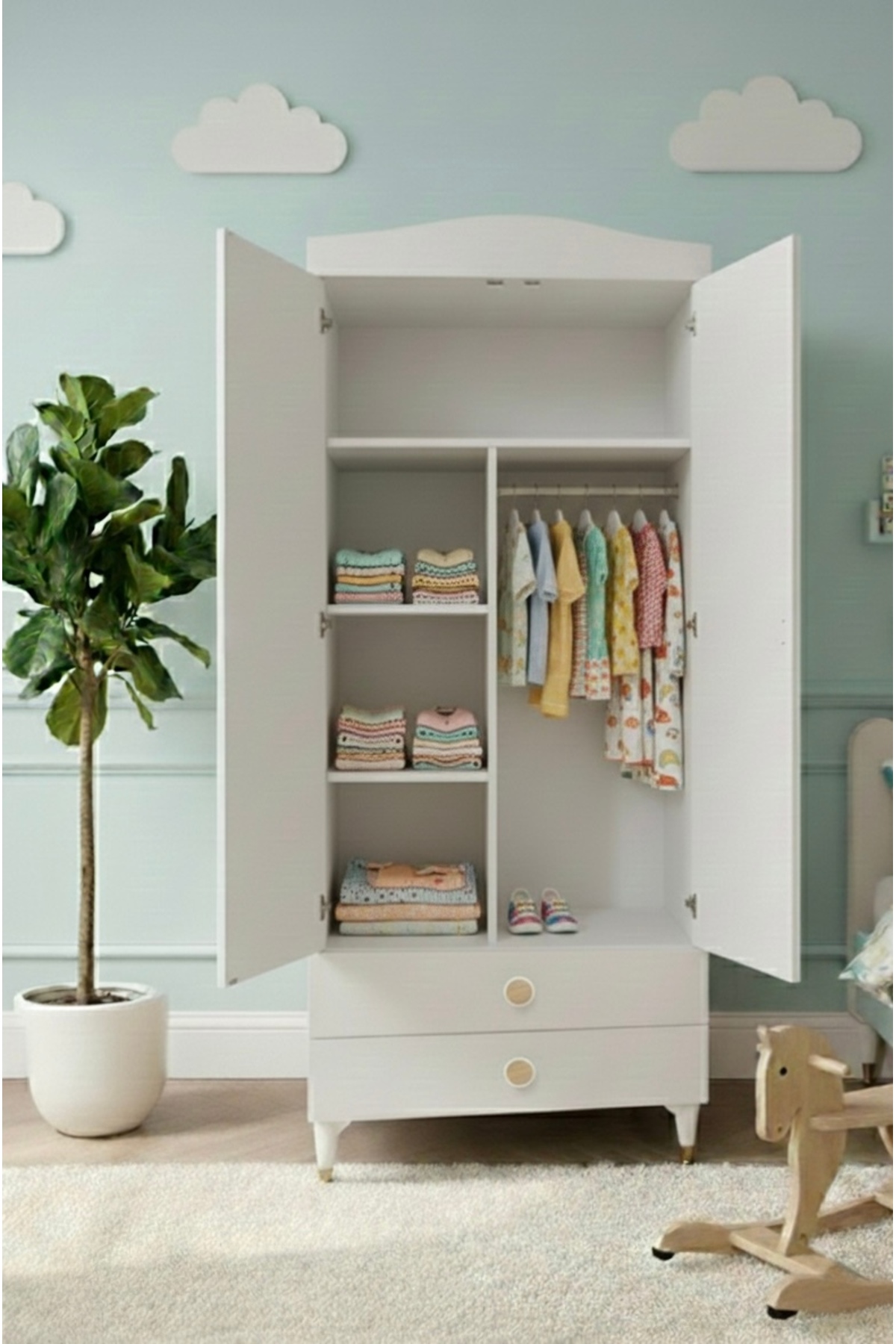 BANANA BABY MODİMOB PERA 2 KAPAKLI 2 ÇEKMECELİ DOLAP - GARDIROP fotoğrafı 2 (önizleme)