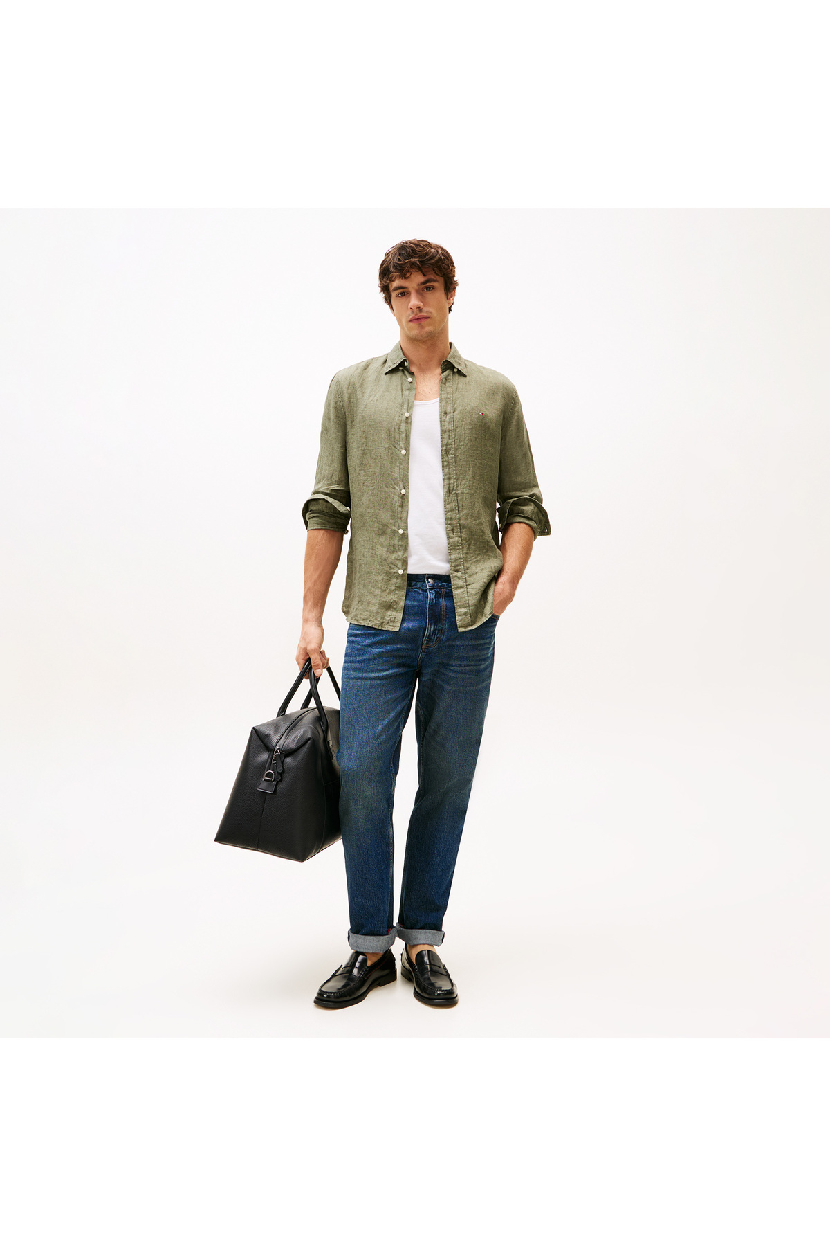 تامی هیلفیگر پیراهن سبز مردانه پیگمنت