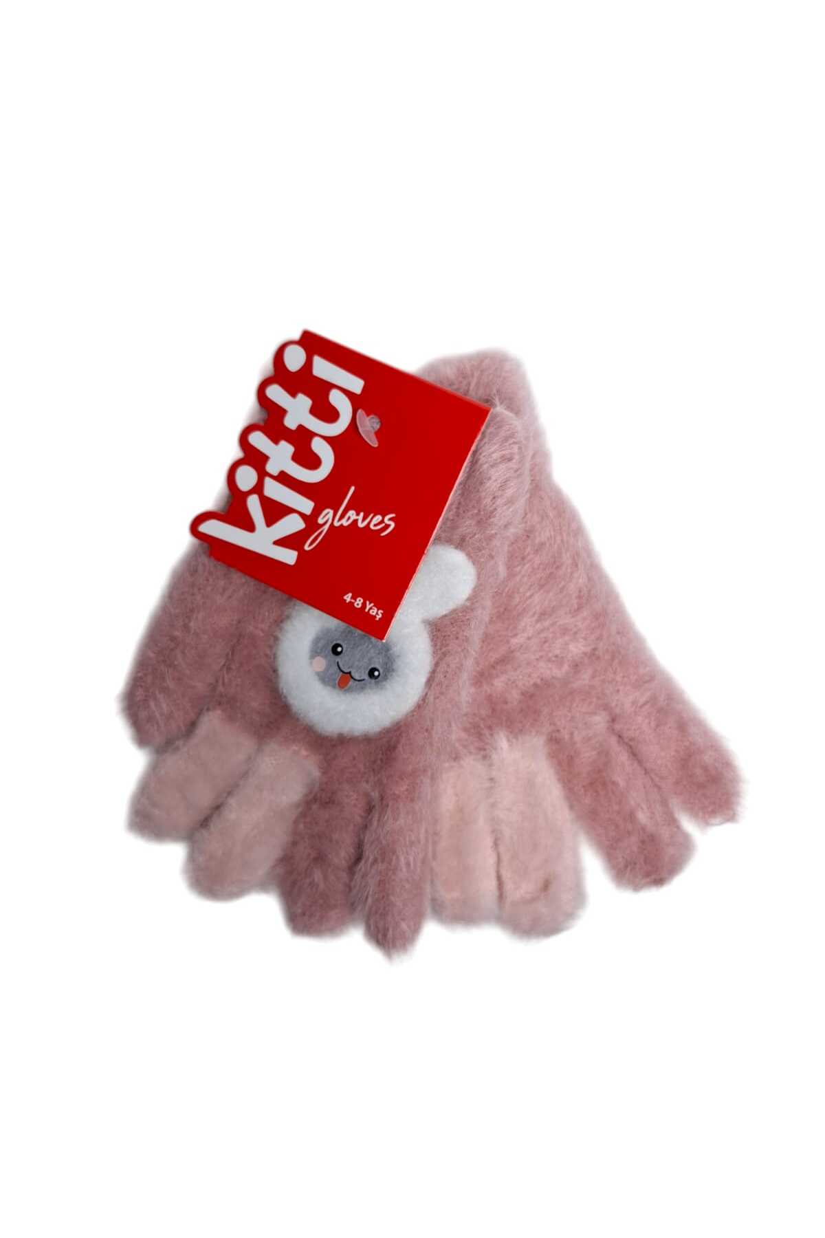 Kitti Spteks 4-8 Yaş Kız Çocuk Koyu Pembe Sevimli Tavşan Figürlü Kışlık Örme Eldiven fotoğrafı 5 (önizleme)
