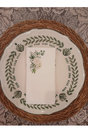 Bymarydesing Beyaz Gül Sunum Napkin Şık Masa Dekoru | Günlük & Davet Sofralar...