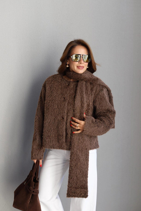 Purple By Banu Kahverengi Şallı Kaban