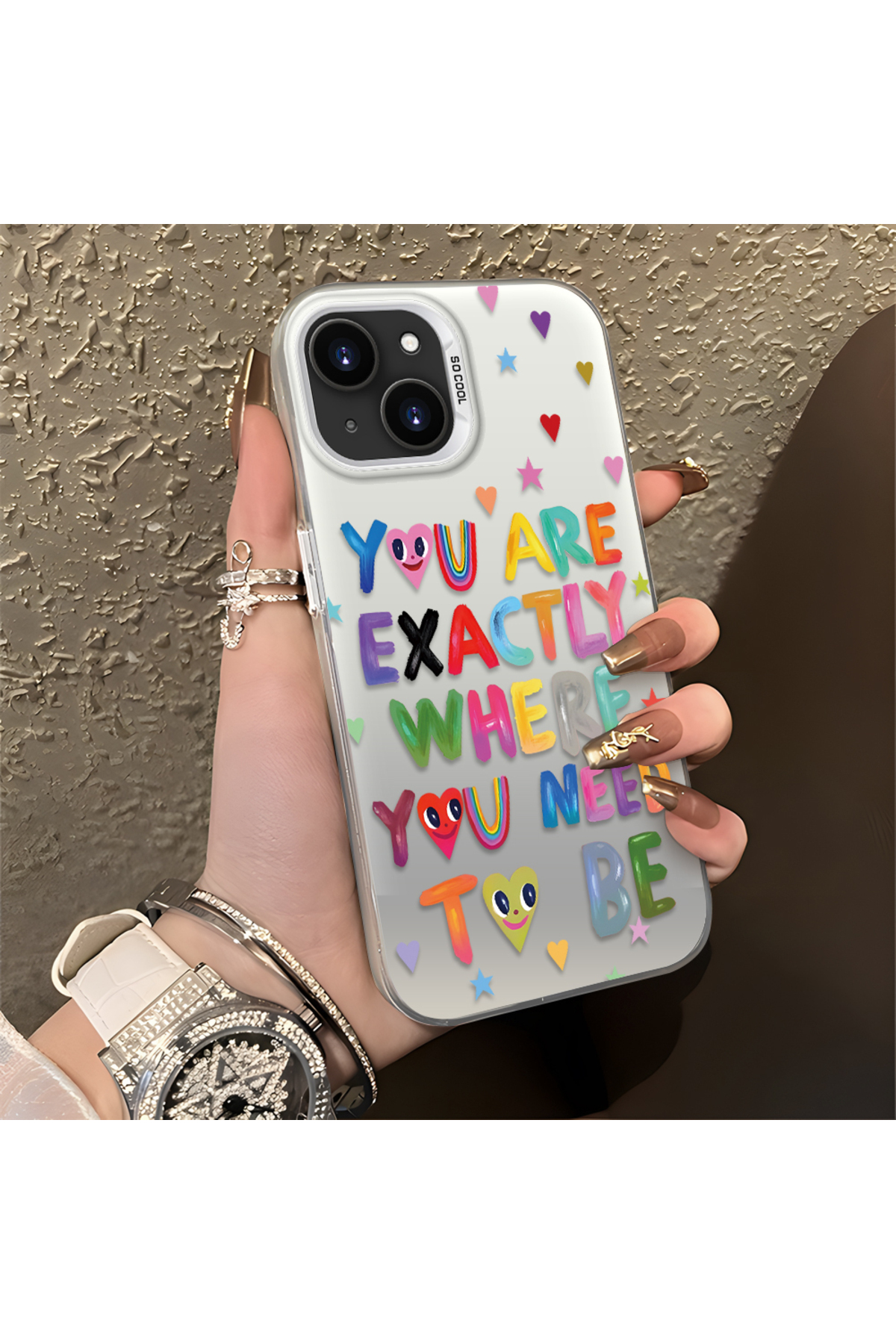 iPhone 13 Compatible Matte Glossy Surface Impact Protection Colorful Silver Case Graffiti