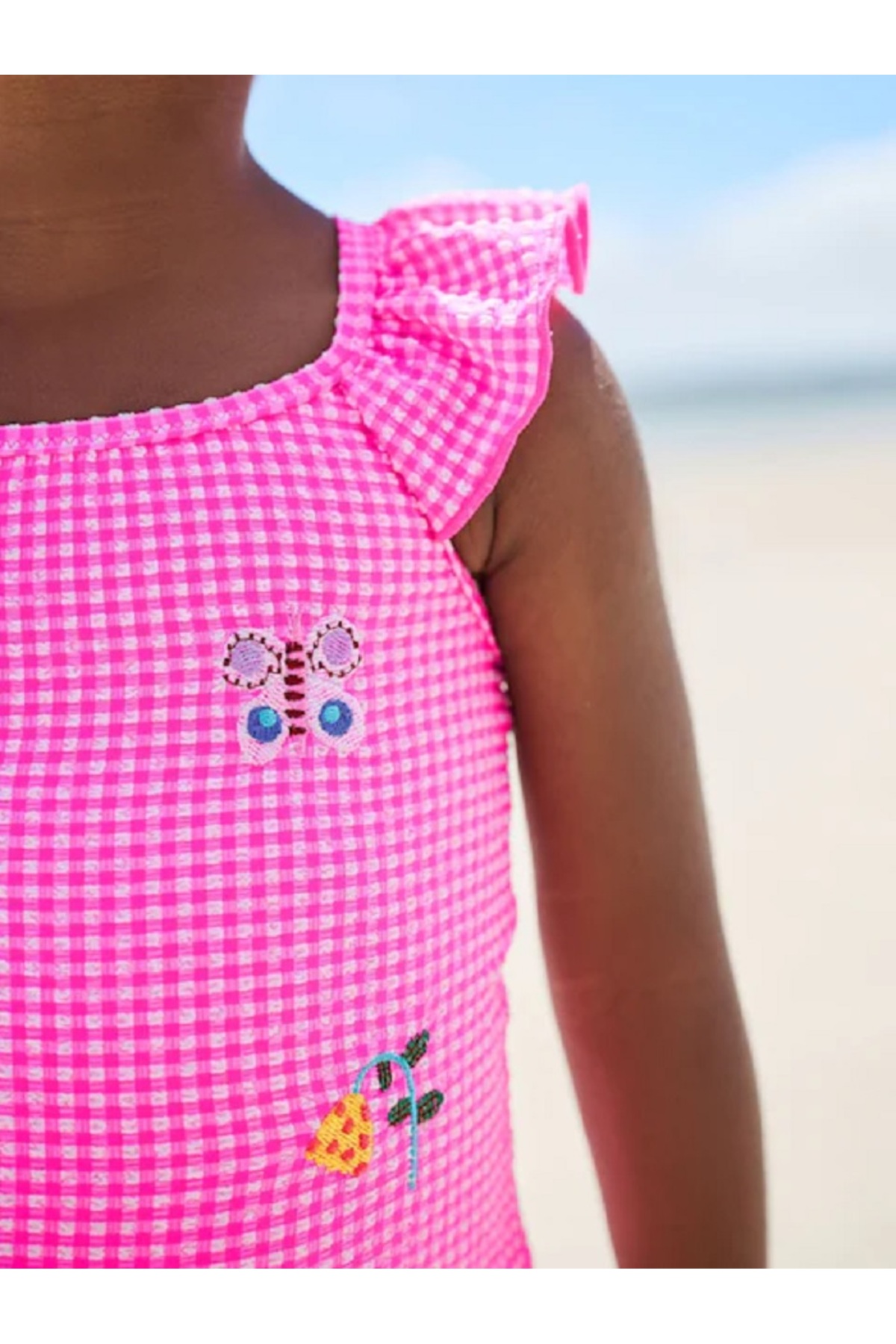 Next Baby Pembe Ekose Fırfırlı Omuzlu Mayo fotoğrafı 4 (önizleme)