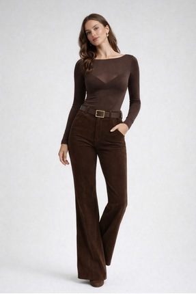 SHEBARA Kaşmir Transparan Kayık Yaka Üst Body