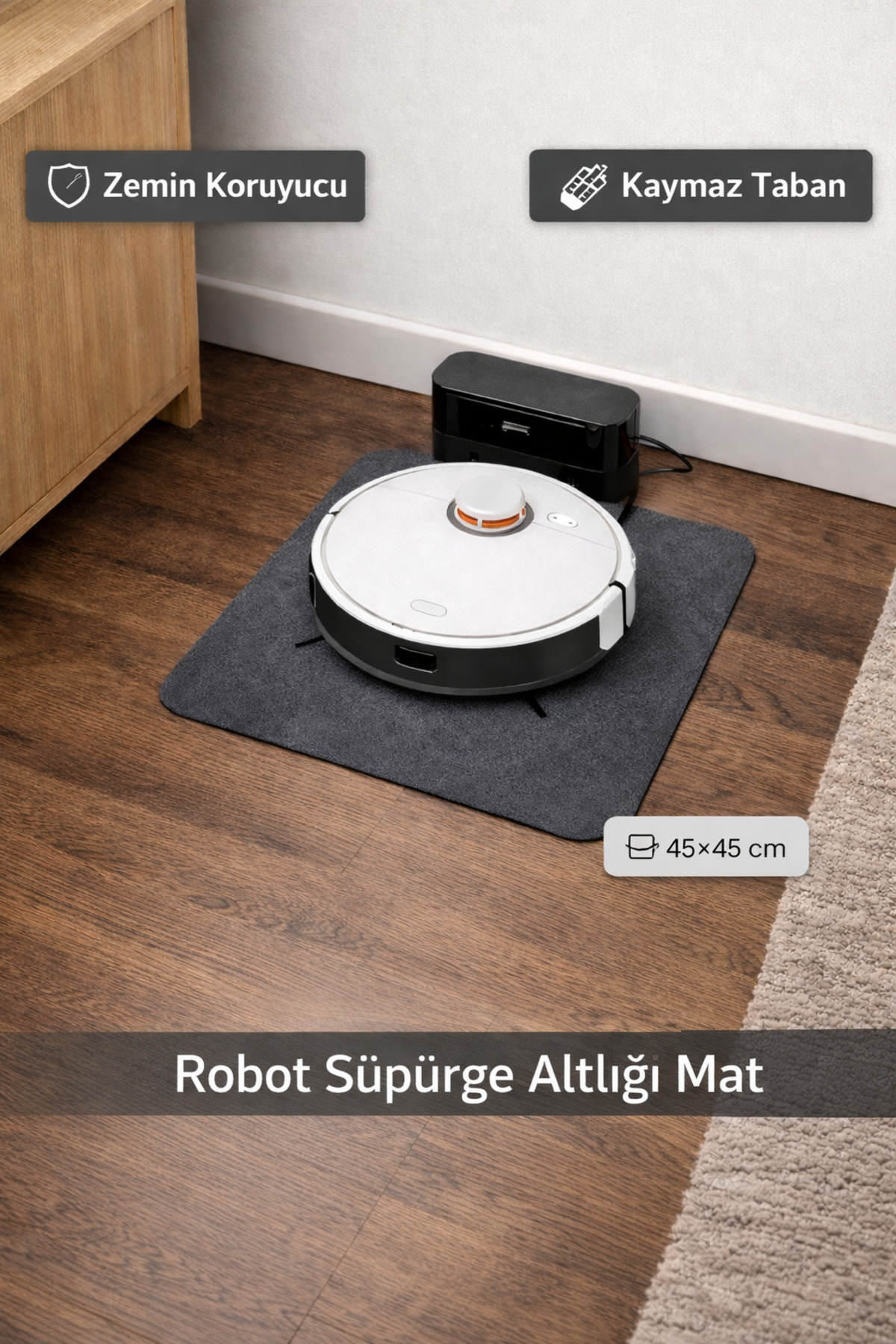 Robot Süpürge Altlığı Mat 45×45 cm – Su Geçirmez