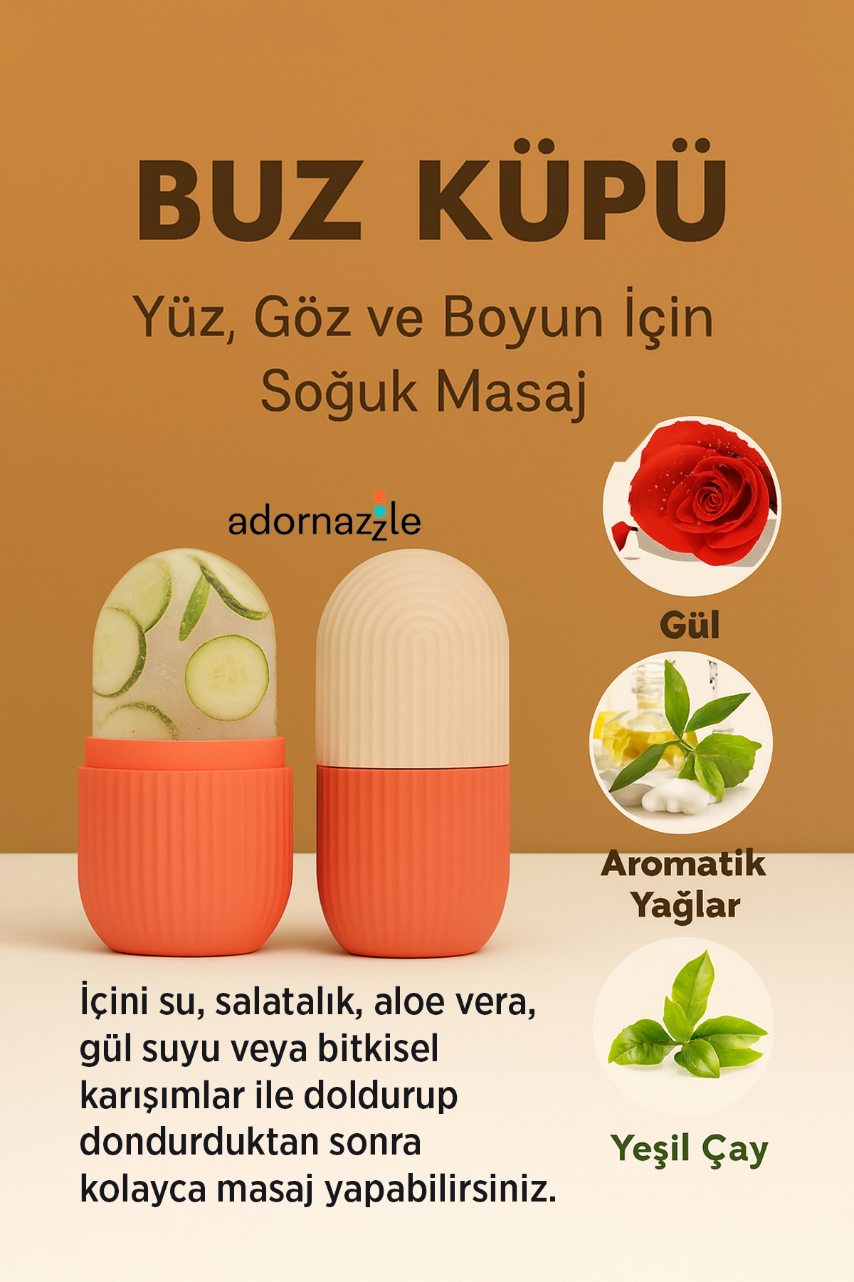 Buz Küpü, Yüz Göz ve Boyun İçin Soğuk Masaj, Silikon Buz Kalıbı — رنگارنگ ADRGRBUZKUPU0349 — تصویر 3 از 6