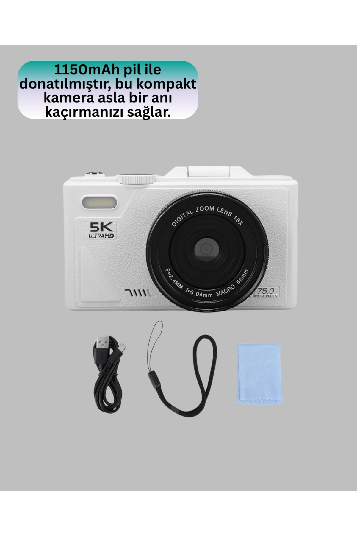 Nemere 5k Uhd Dijital Kamera Wifi Bağlantılı Otofokus 18x Zoom Taşınabilir Tech fotoğrafı 2 (önizleme)