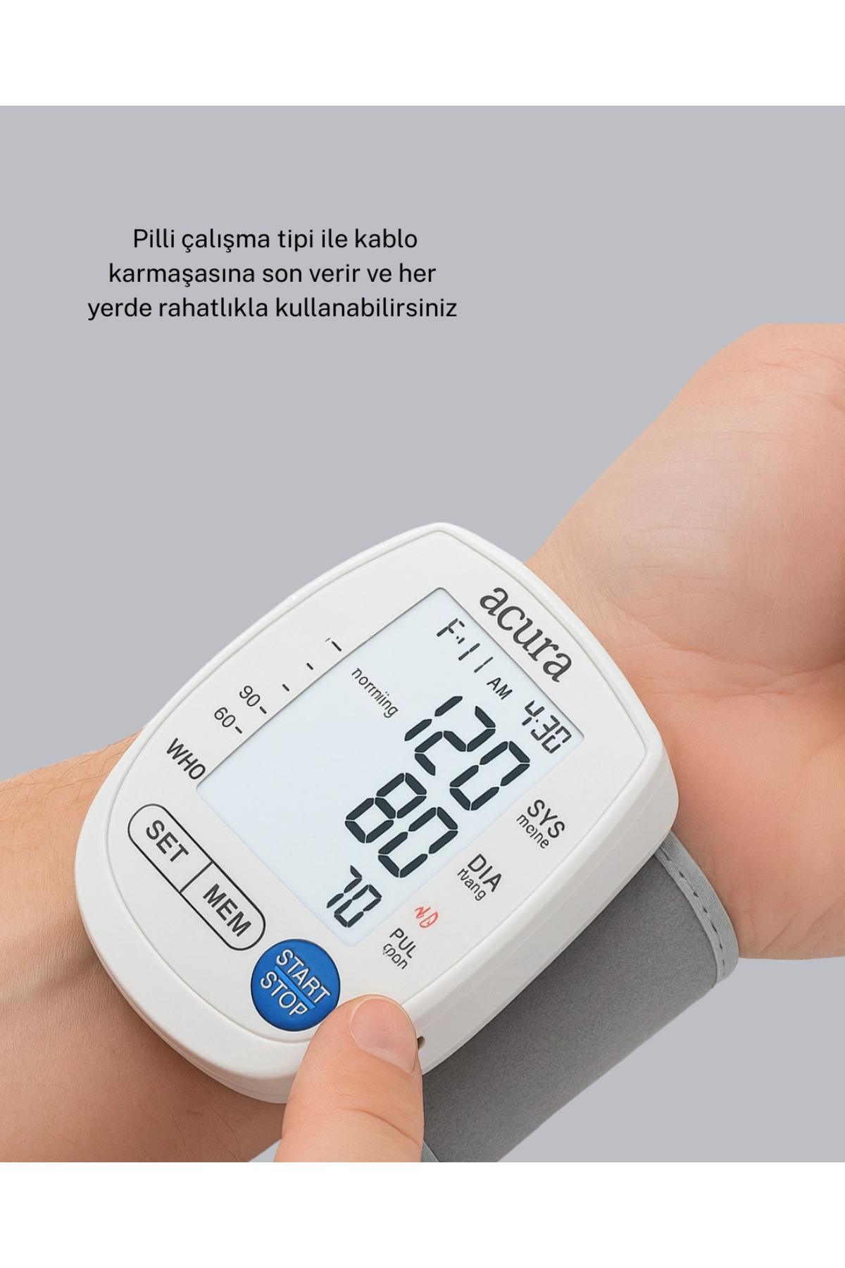 Epilons Akıllı Bilek Tansiyon Aleti Hem Şarjlı Hem Pilli Kolay Ölçüm fotoğrafı 4 (önizleme)