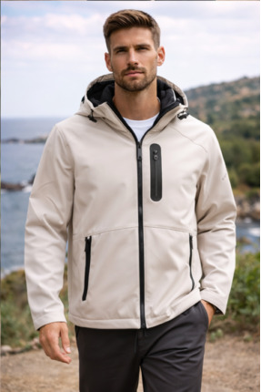 AZEL Beyaz Rüzgar Geçirmez Mont