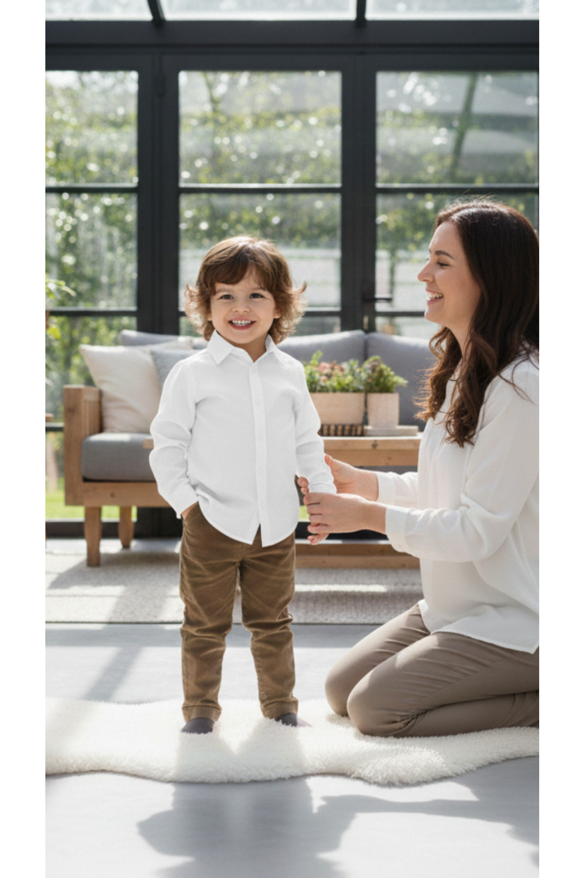 Momivi Kids Erkek Çocuk Klasik Düz Renk Gömlek fotoğrafı 3 (önizleme)