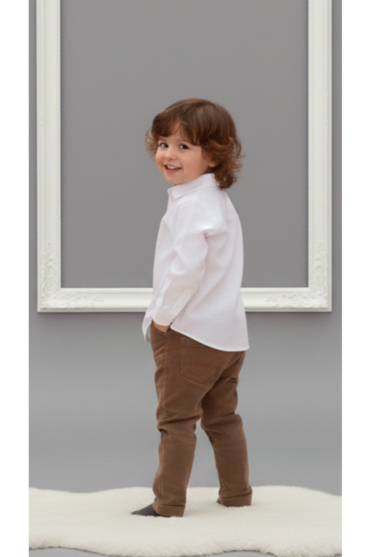 Momivi Kids Erkek Çocuk Klasik Düz Renk Gömlek fotoğrafı 4 (önizleme)