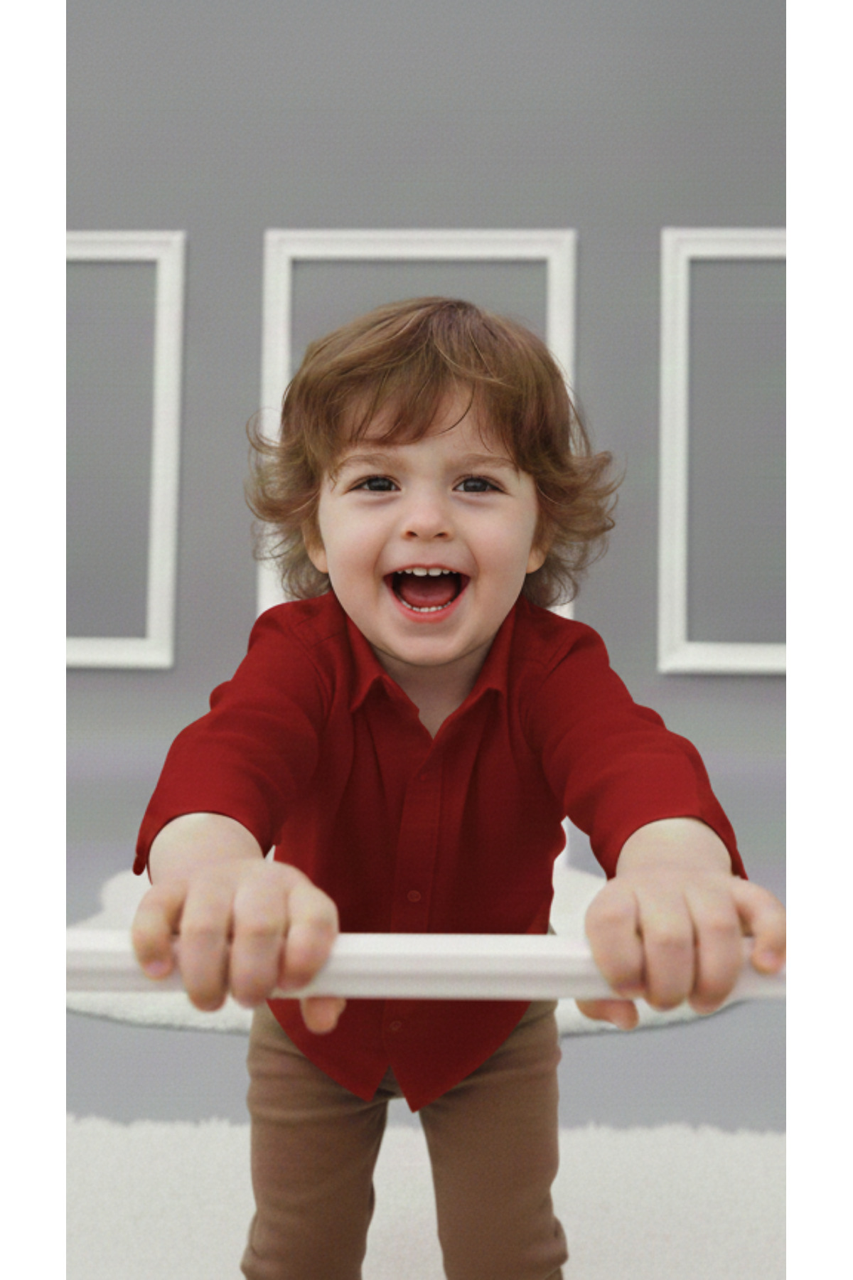 Momivi Kids Erkek Çocuk Klasik Düz Renk Gömlek fotoğrafı 2 (önizleme)