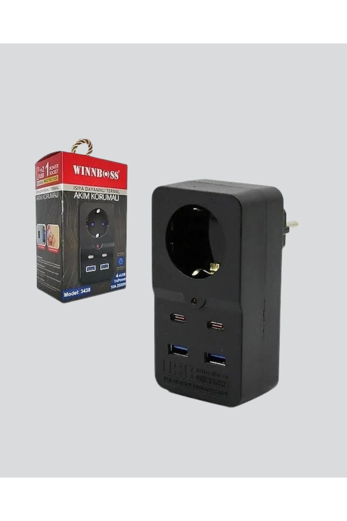 Twin Store Termal Korumalı Priz Otomatik Çocuk Kilidi 4 Usb Type C fotoğrafı 3 (önizleme)