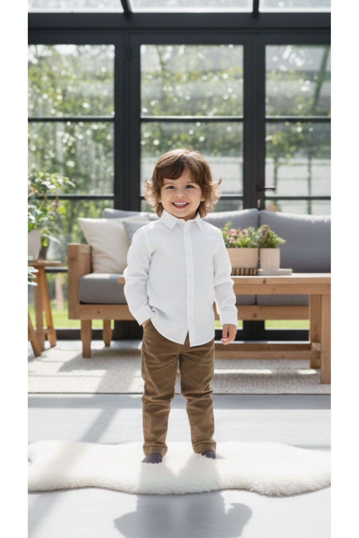 Momivi Kids Erkek Çocuk Klasik Düz Renk Gömlek fotoğrafı 5 (önizleme)