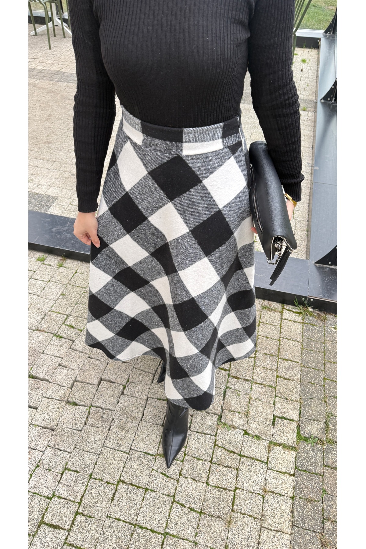 moda zeynaa  Ekose Desenli Etek - Görsel 3