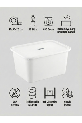 yabilmo Kapaklı Çok Amaçlı Beyaz Saklama Kutusu – Oyuncak ve Eşya Düzenleyici...