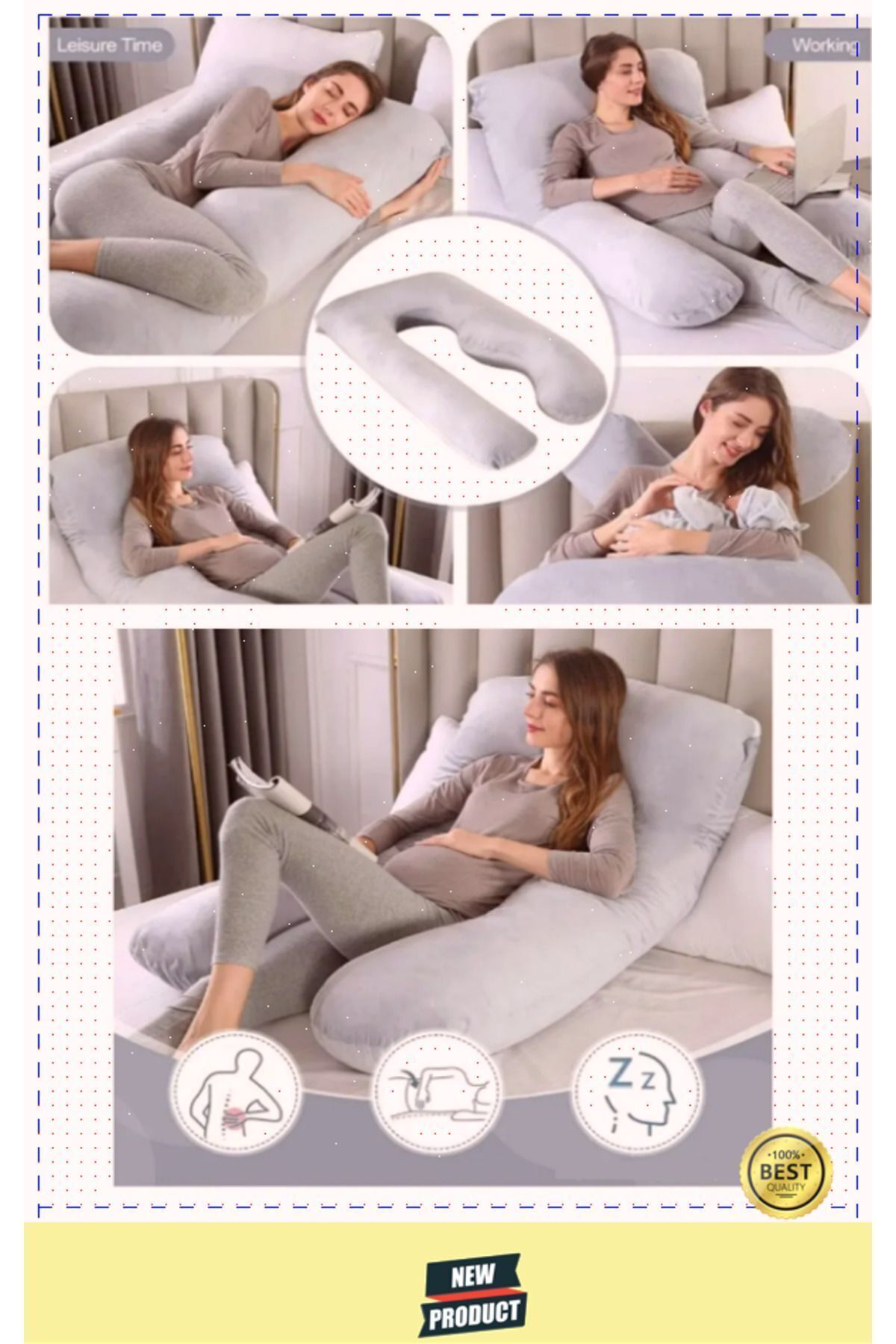 moontime alaçatı Hamile Yastığı Çok Kullanışlı Ortopedik Büyük Şekilli Vücut Yastığı fotoğrafı 7 (önizleme)