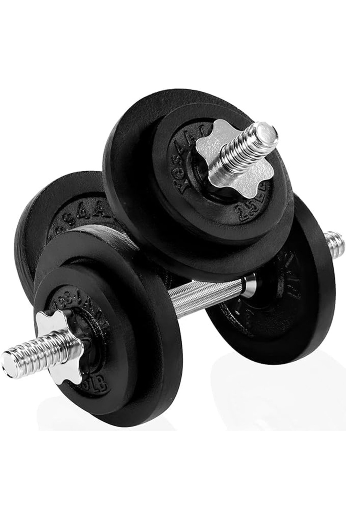 أثقال حديد 50 كيلو قابلة للتعديل – طقم دمبل وبار للتمارين المنزلية والجيم