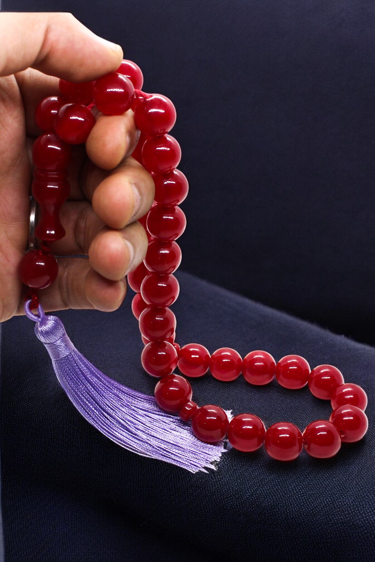 Certified 33-Piece Large Efe Mascot Smacking Fire Amber Rosary