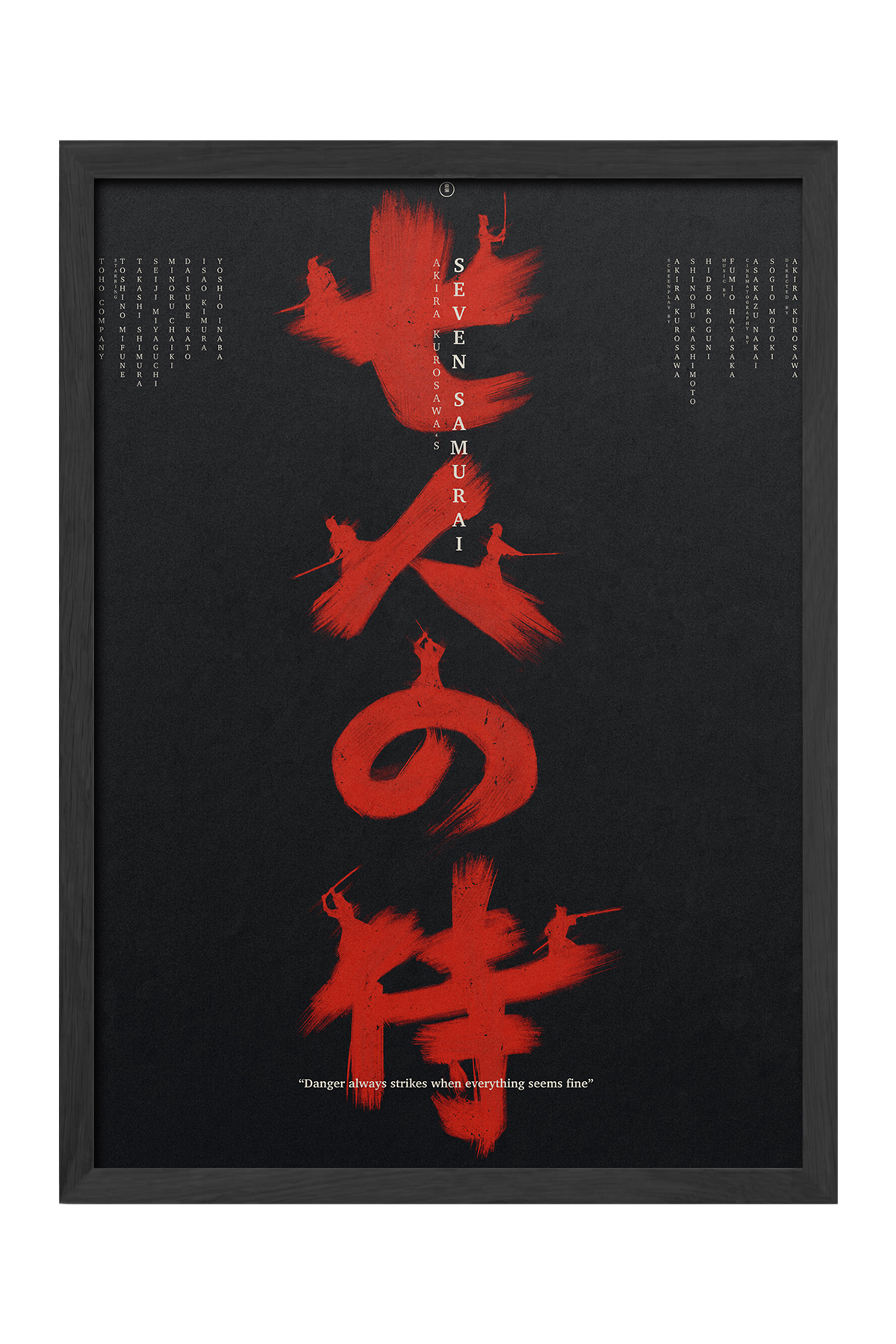 sho→taポスター Duvarda Seven Samurai Siyah Ahşap Çerçeveli Poster, Dekoratif Film
