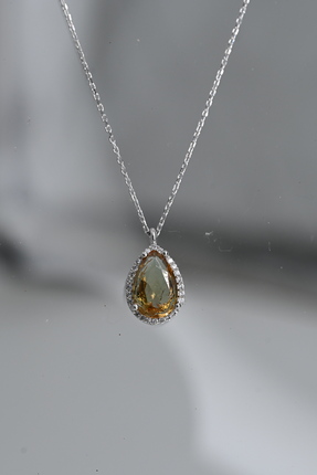 Liman Storage Damla Kesim Citrine 925 Ayar Gümüş Kolye