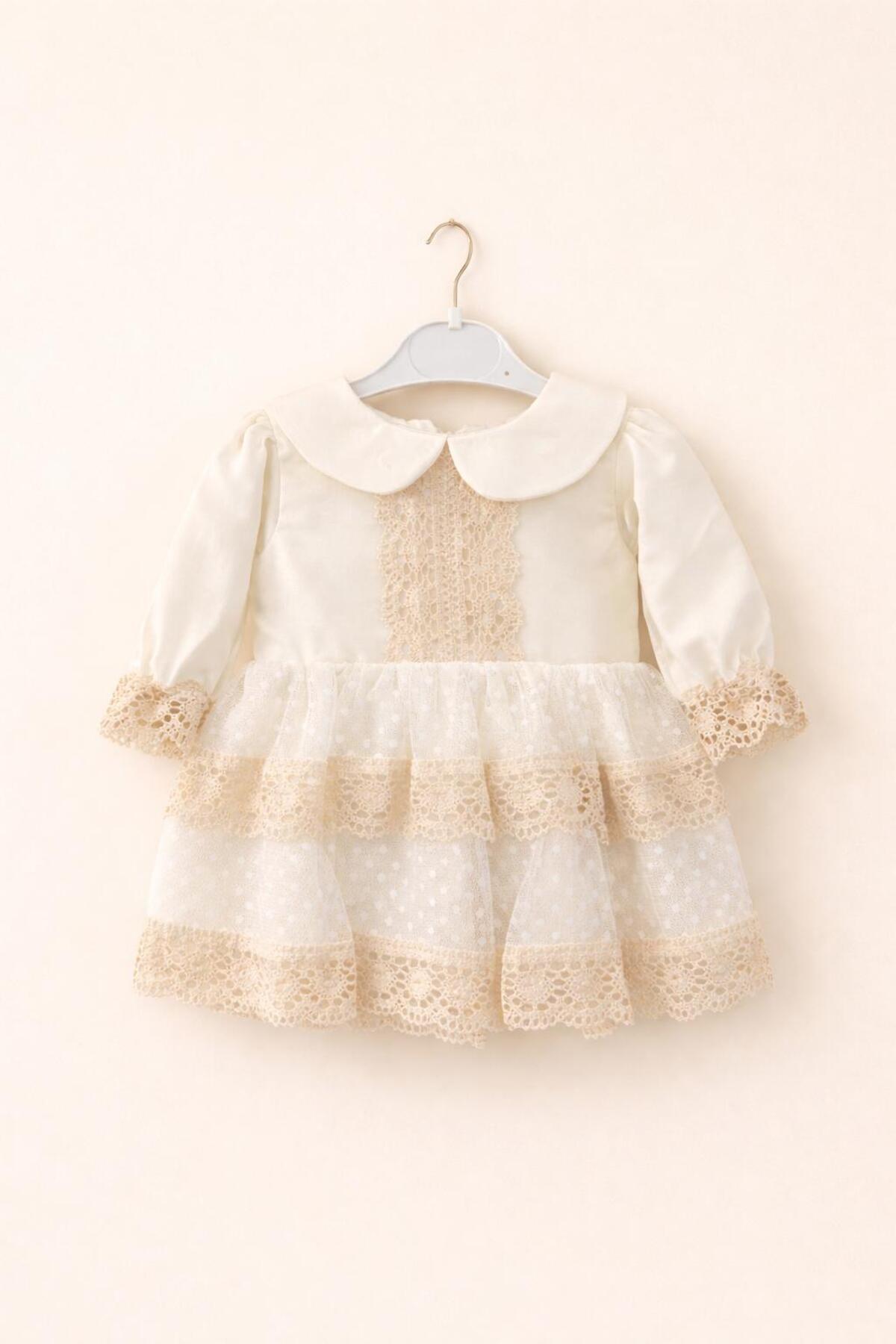 Numix Baby Kids Kız Bebek Dantelli Elbise, Lüks Elbise Seti, YeniDoğan, Bayramlık,Mevlütlük Takım fotoğrafı 3 (önizleme)