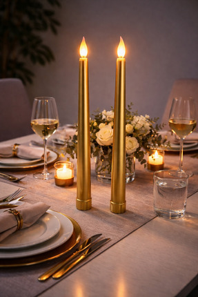 MEYA PİNE 2'li Pilli Led Şamdan Mum Seti Harry Potter Mum Seti Yeniden Kullan...