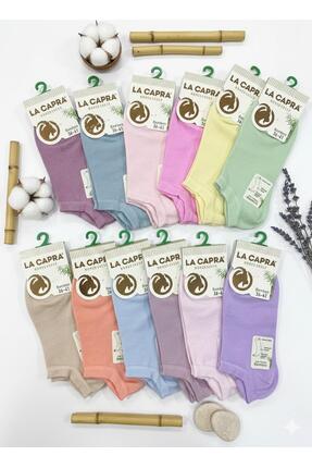 peldasocks Kadın 12 Çift Düz Bambu Dikişsiz Patik Çorap 4 Mevsim