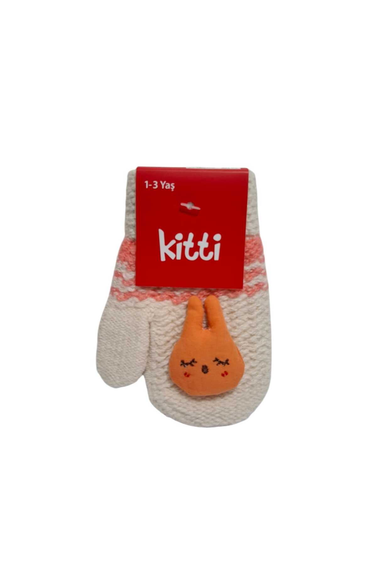Kitti Spteks 1-3 Yaş Kız Bebe Krem Renk Maskot Figürlü Kışlık Örme Eldiven fotoğrafı 4 (önizleme)