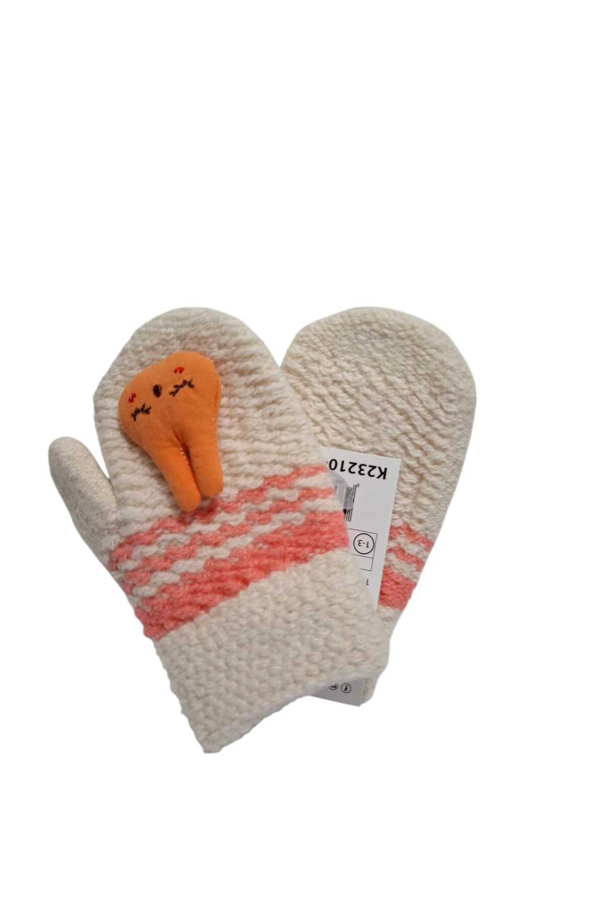 Kitti Spteks 1-3 Yaş Kız Bebe Krem Renk Maskot Figürlü Kışlık Örme Eldiven fotoğrafı 3 (önizleme)